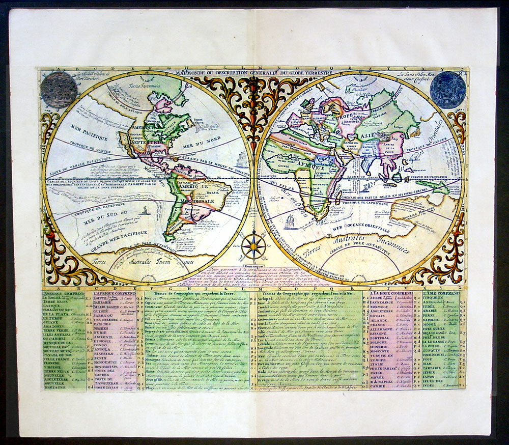 1708 Chatelain Antique Twin Hemisphere World Map   California as an 