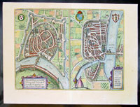 1574 B&H Map - Birds Eye View of Grenoble Romans France