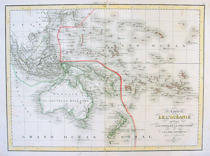 1837 Delamarche Antique Map of Australia and Pacific