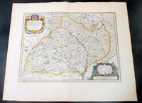 1650 Blaeu Antique Map of Moravia, Czech Republic