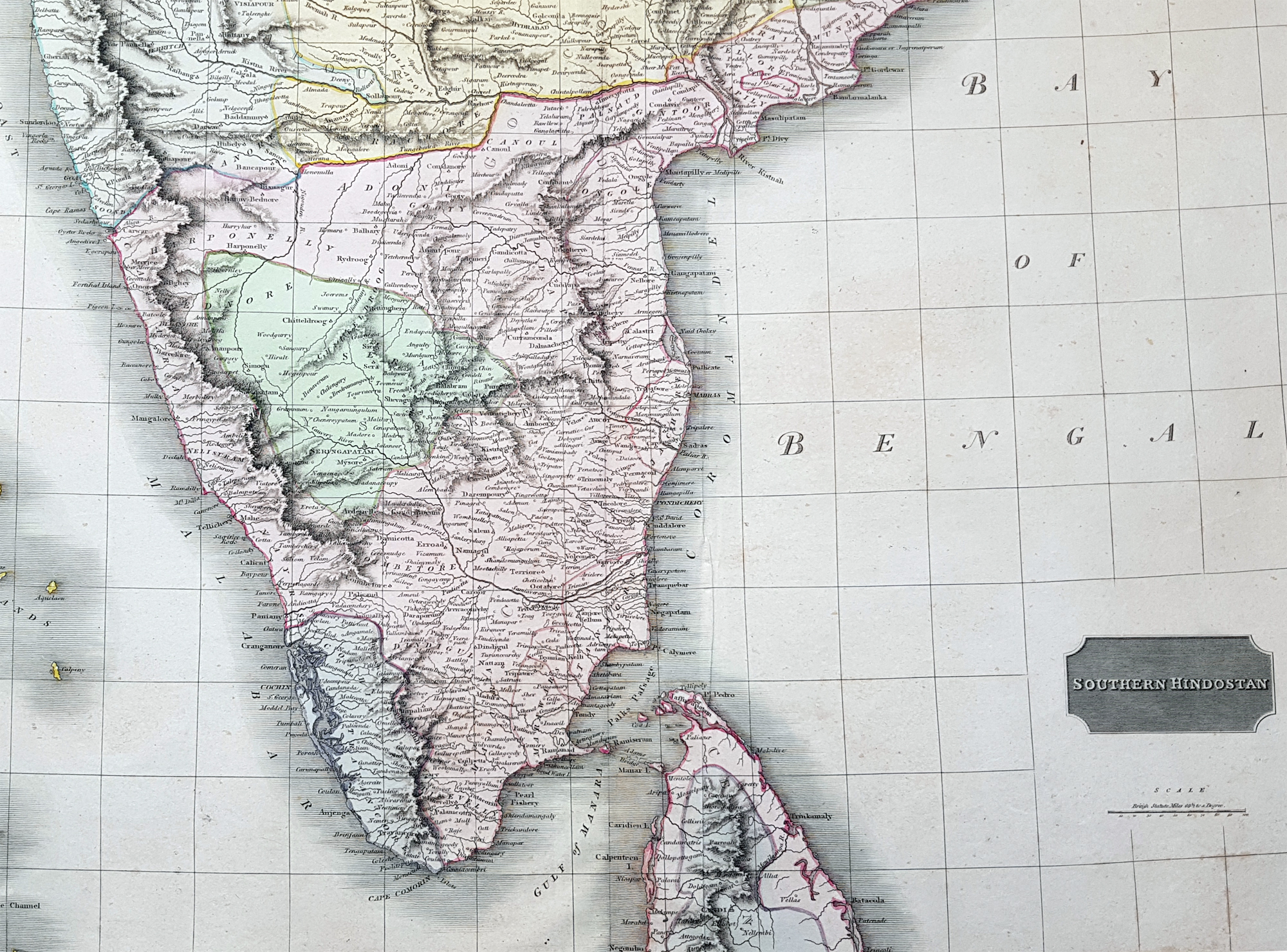 1816 Large Thomson Map of Southern India & Sri lanka