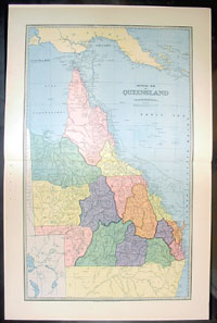 1888 Large Pic Atlas Scally Map of Queensland Australia