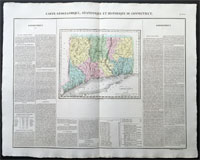 1825 Carey & Lea Buchon Large Map of Connecticut, USA