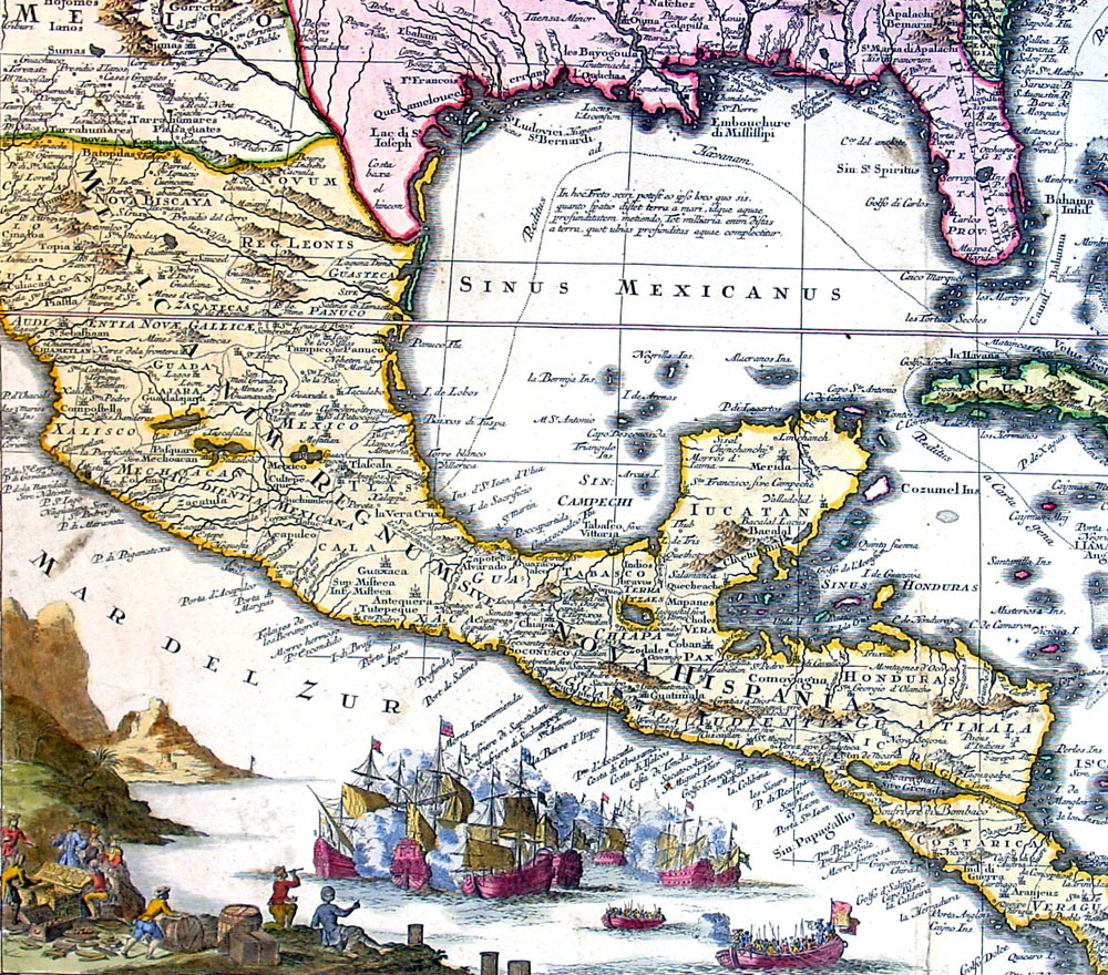 1736 Seutter Antique Map of Louisiana USA Gulf Mexico