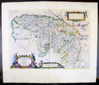 1658 Blaeu Antique Map of Renfrew, Glasgow, Scotland