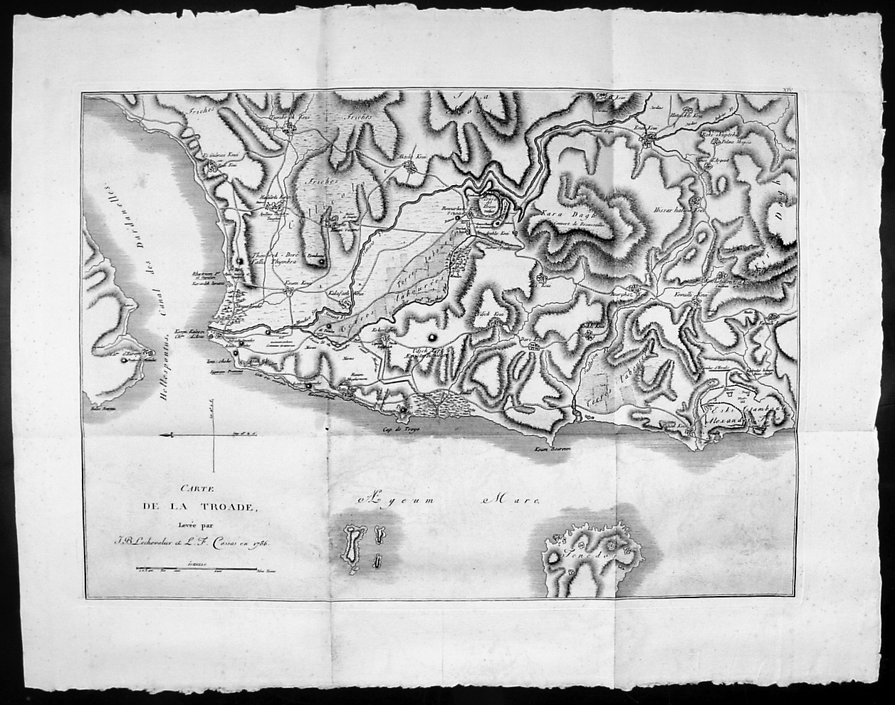 1785 Lechevalier Large Antique Map Troad, Turkey, Troy