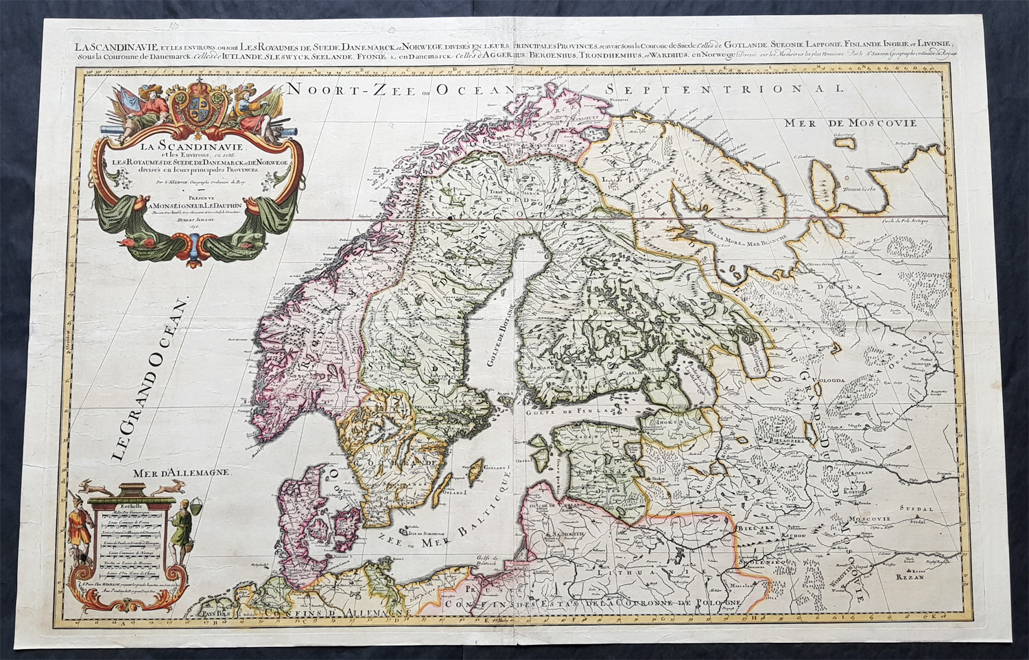 1692 Large Jaillot Antique Map of Scandinavia 