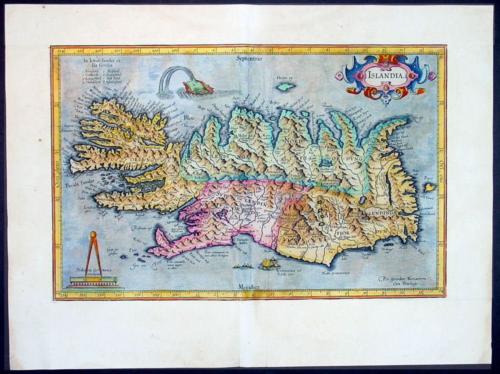 1636 Mercator Hondius Antique Map of Iceland - Islandia