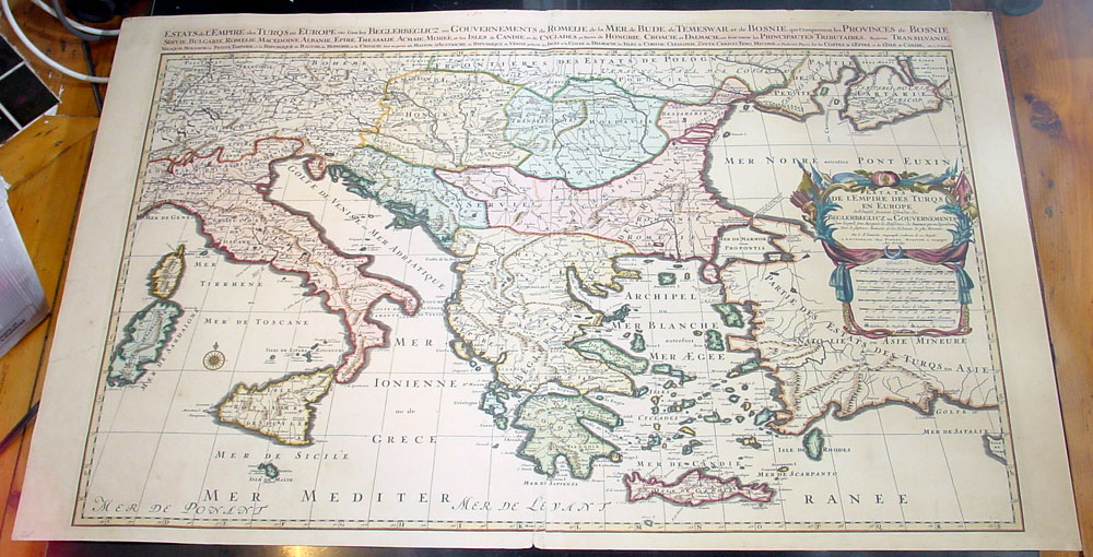 1730 Large Sanson Antique Map, Turkish Empire in Europe
