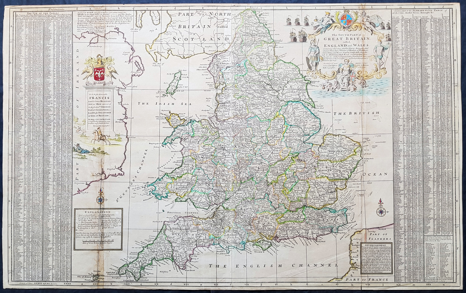 1710 Large Moll Antique Map of England & Wales