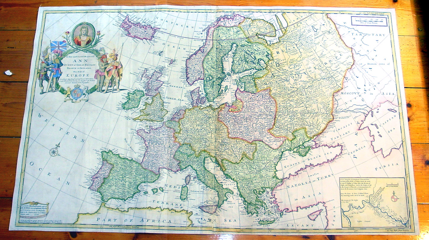 1708 Very Large Herman Moll Antique Map of Europe