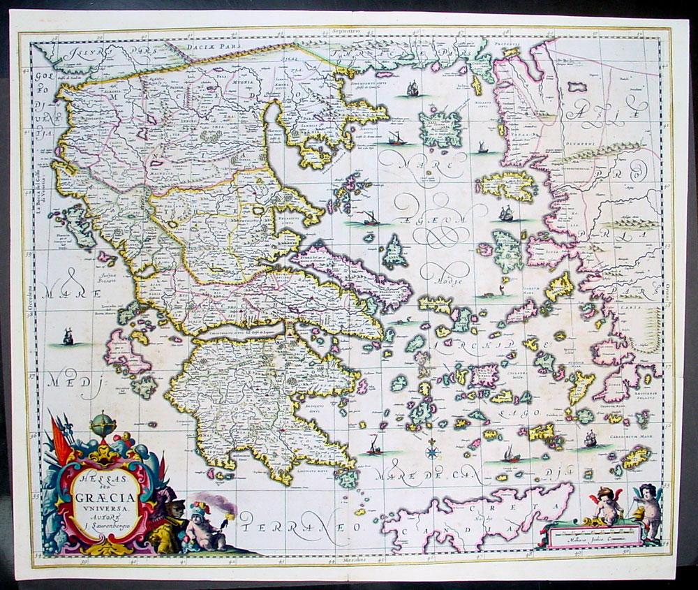 1650 Jansson Antique Map of Greece & Islands, Hellas