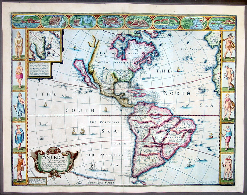 1626 (1676) John Speed Antique Map of America